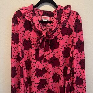 Kate Spade Pink and Burgundy Floral Top
